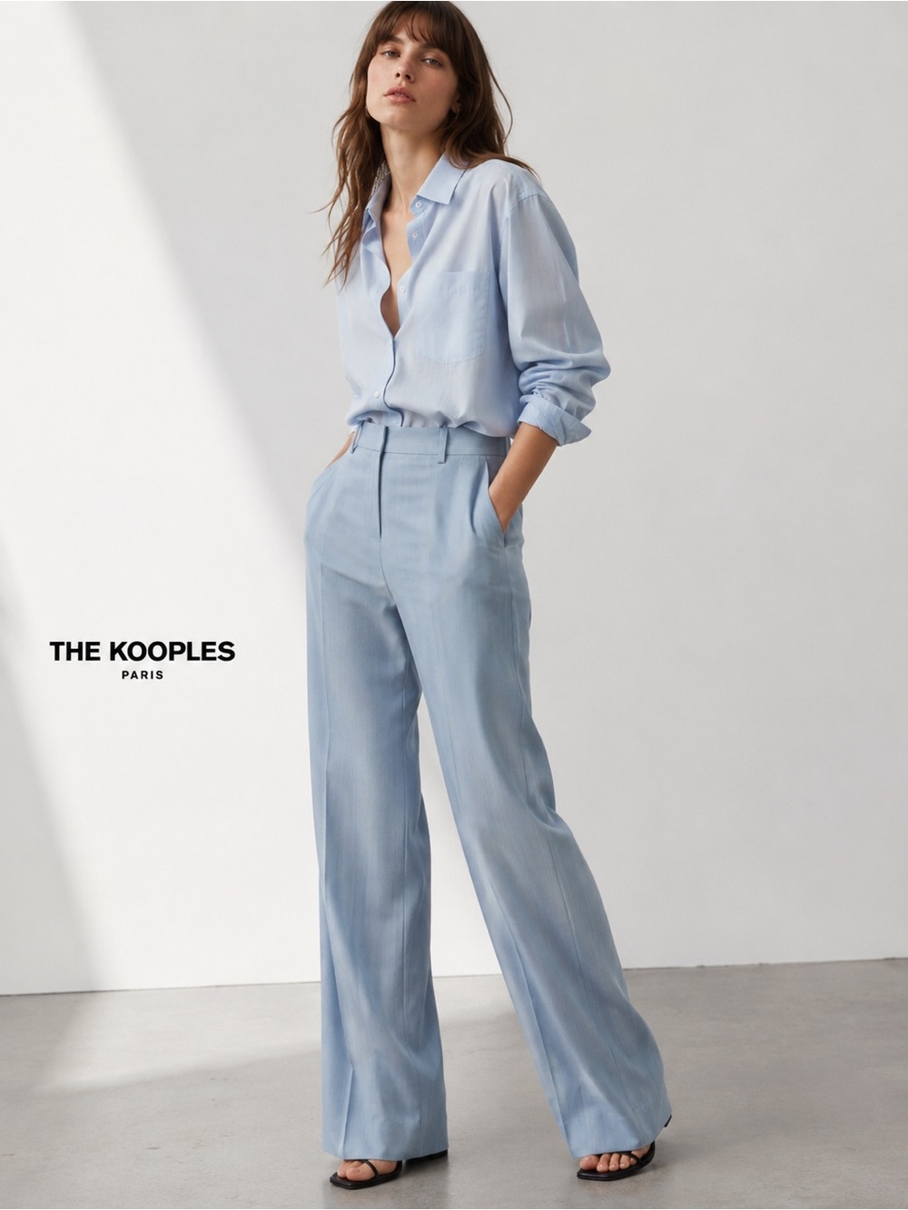 THE KOOPLES French Luxury Pale Blue Wide-Leg Tailored Trousers – NWT – MSRP $345